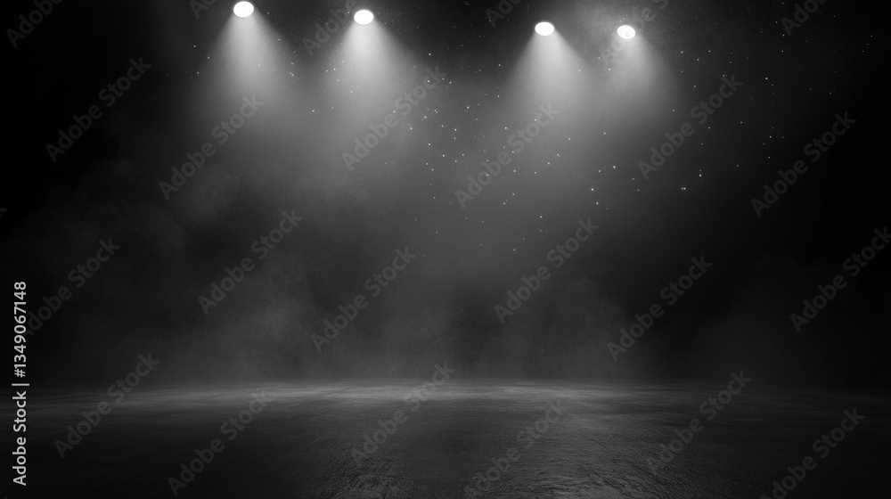 Obraz premium Dramatic Stage Lighting With Smoke and Spotlights