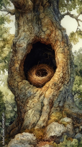 Obraz na płótnie Ancient Oaks Hidden Home, Nesting birds w salonie