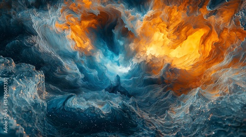 Epic Abstract Storm with Fiery and Icy Elements