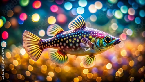 Bokeh Close-up of a Fish Stone Moroko (Pseudorasbora parva) in its Aquatic Habitat photo