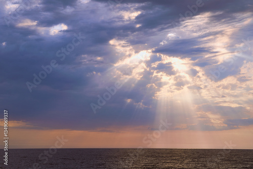 sun sunset in the sky over the sea