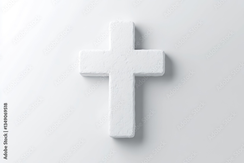 Obraz premium Simple white cross on white background