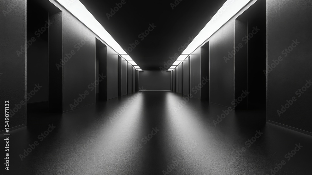 Obraz premium Long Dark Corridor With Bright Lights