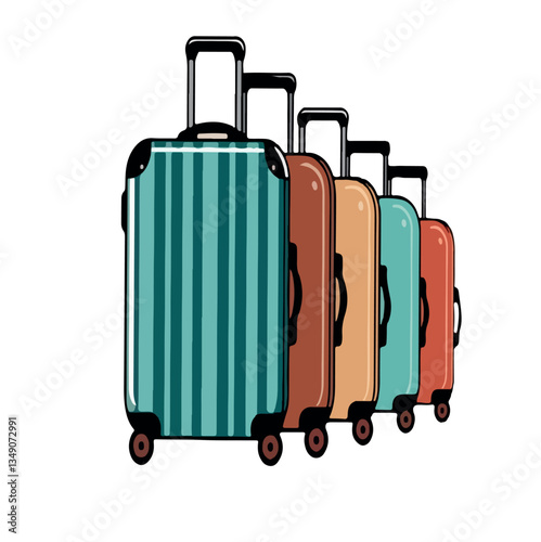 travel, journey, suitcase, vacation, trip, holiday, background, voyage, case, illustration, handle, wheel, business, set, vector, bag, isolated, icon, baggage, flight, tourist, tourism,