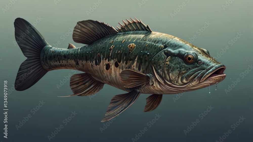 Fototapeta premium Detailed Illustration of a Largemouth Bass