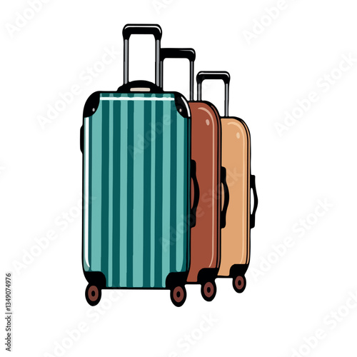 travel, journey, suitcase, vacation, trip, holiday, background, voyage, case, illustration, handle, wheel, business, set, vector, bag, isolated, icon, baggage, flight, tourist, tourism,