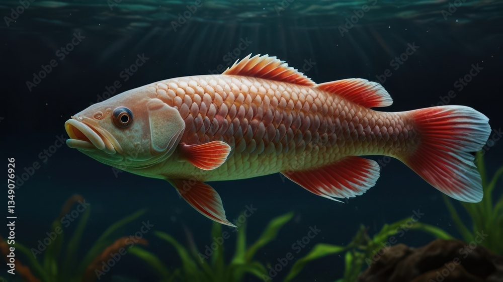 Naklejka premium Underwater vibrant fish in aquarium