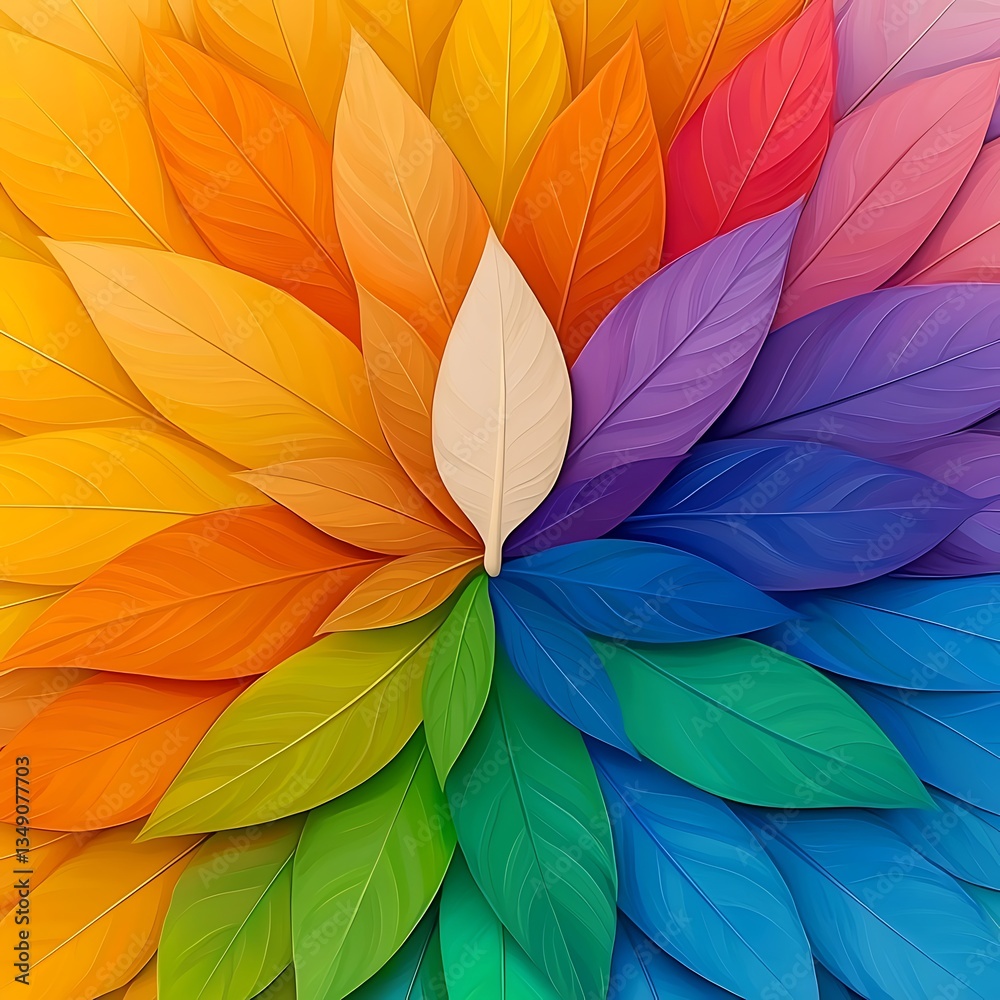 custom made wallpaper toronto digitalColorful Leaves for Unique Design, Abstract Art.