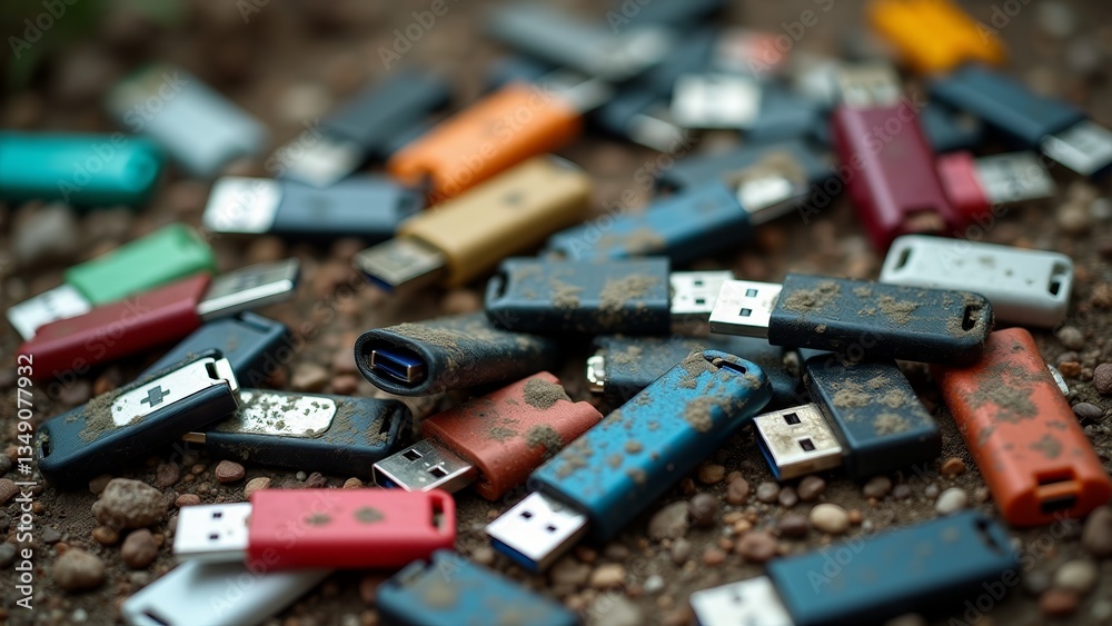 Pile Of Used Dirty USB Drives Pile Of Used Dirty USB Drives