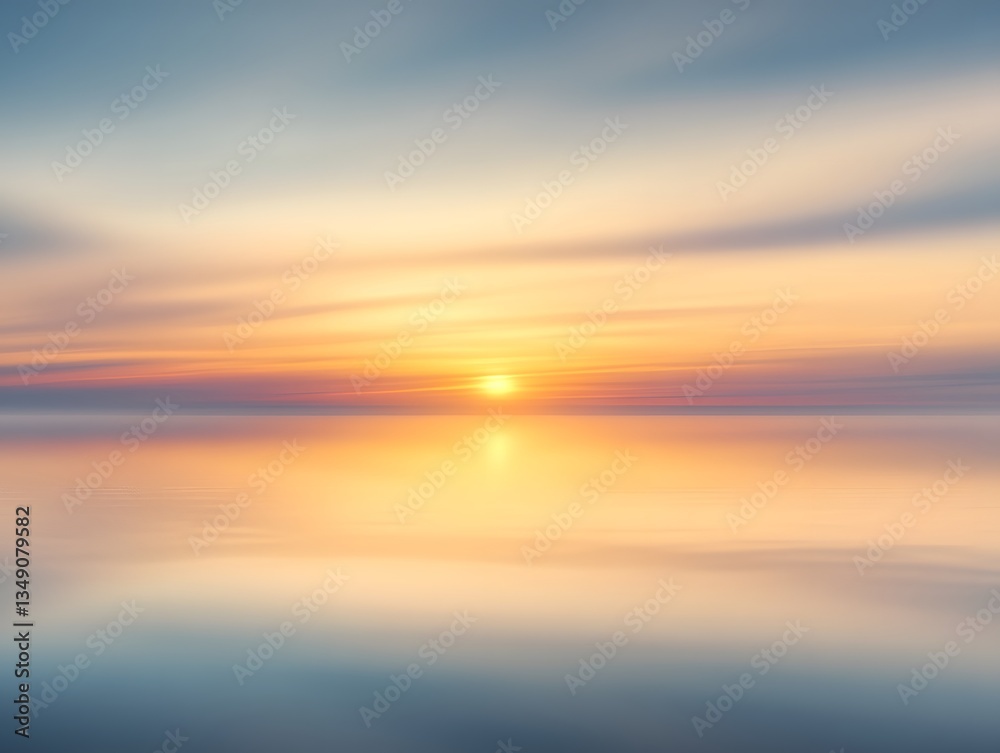 Obraz premium Serene Sunset: Calm Ocean Reflection at Dawn