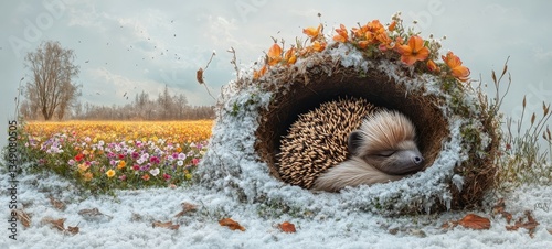 Obraz na płótnie Frost to Flowers, Waking up from hibernation w salonie