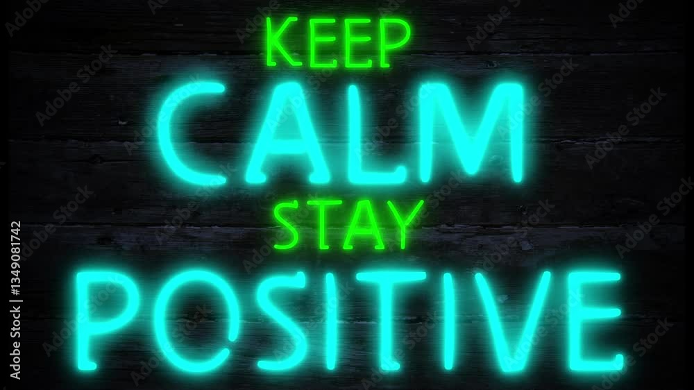 keep calm stay positive motivational neon effect sign