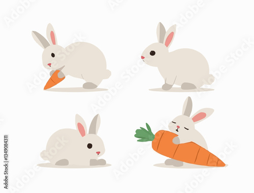 Niedliche Hasenillustration, verschiedene Farben

