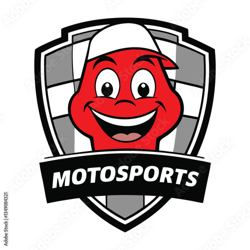 A bold motorsports badge mascot logo featuring a dynamic emblem with racing elements, sleek typography, and a fierce mascot symbolizing speed, power, and victory.