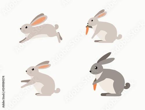 Niedliche Hasenillustration, verschiedene Farben

