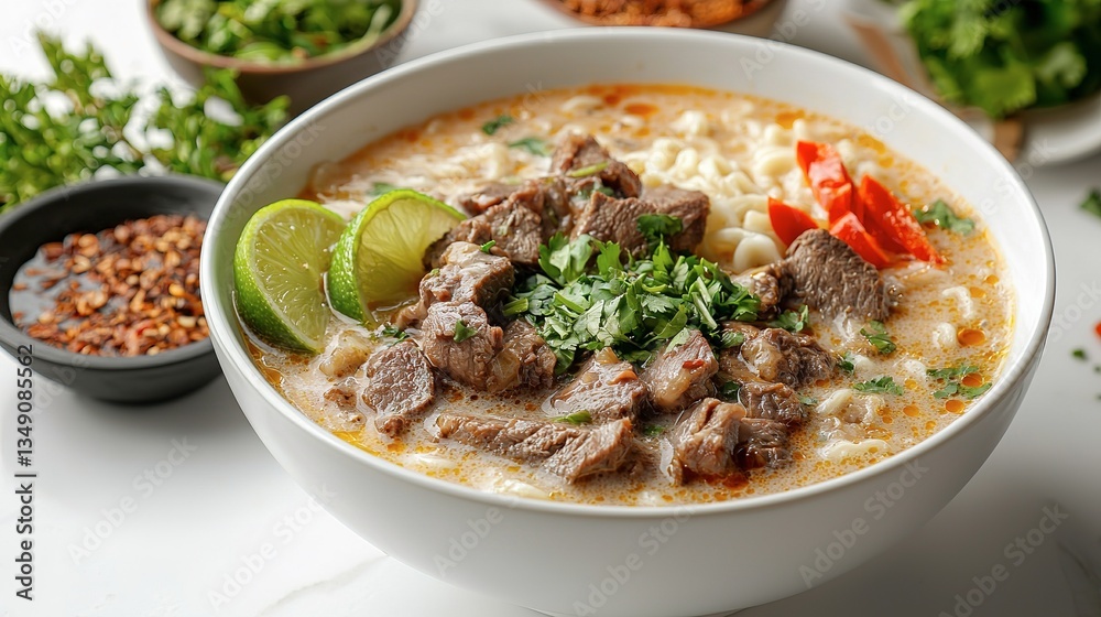 A Delicious Bowl Of Soup With Noodles And Meat A Delicious Bowl Of Soup With Noodles And Meat