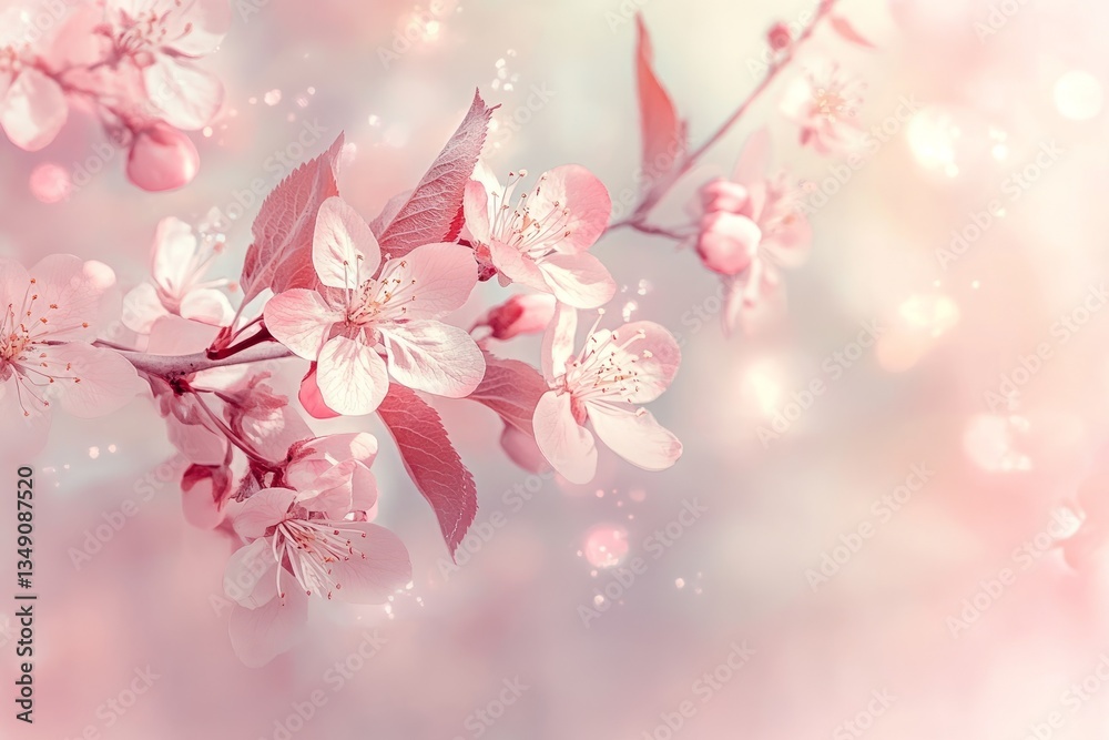 Fototapeta premium Cherry blossoms bloom vibrantly in springtime, creating a serene and enchanting atmosphere