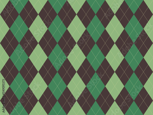 Elegant argyle pattern in calming greens and browns.  Perfect for backgrounds, textiles, or apparel design.  A timeless geometric texture conveying sophistication and style.
