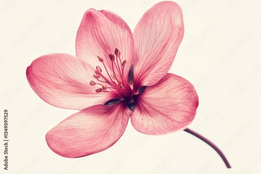 Close-up of Soft Pink Flower Blossom Against Cream Background Close-up of Soft Pink Flower Blossom Against Cream Background