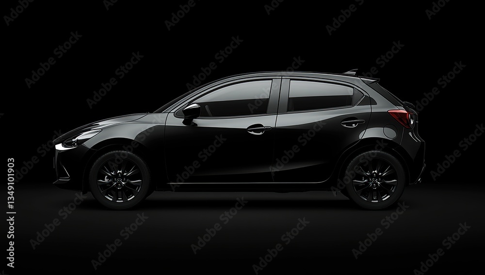 Black Compact SUV Side View Studio Shot Black Compact SUV Side View Studio Shot