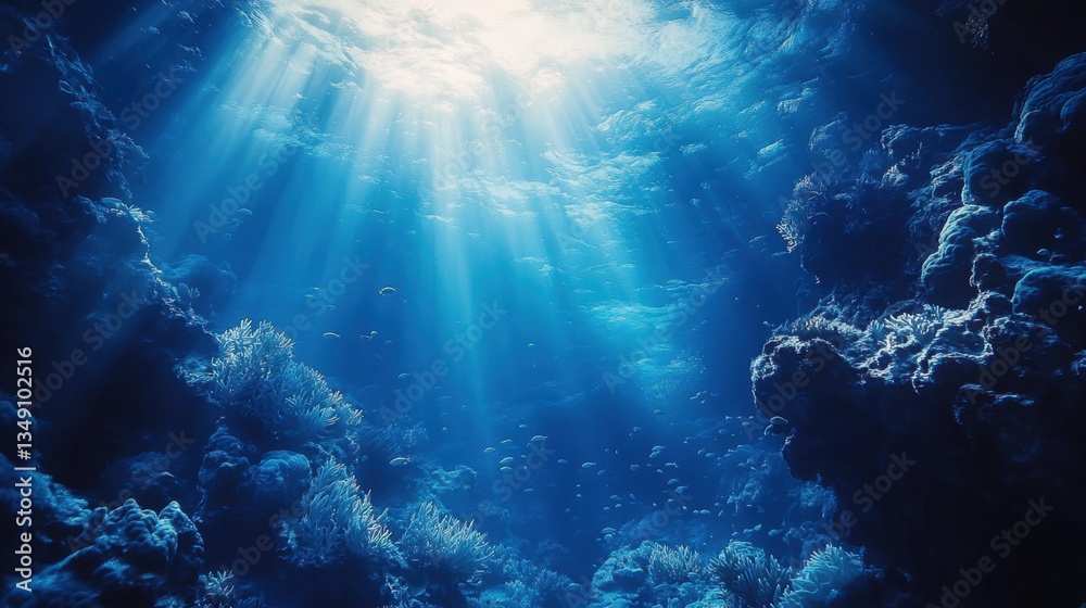 Fototapeta premium Sunbeams Illuminate Deep Ocean