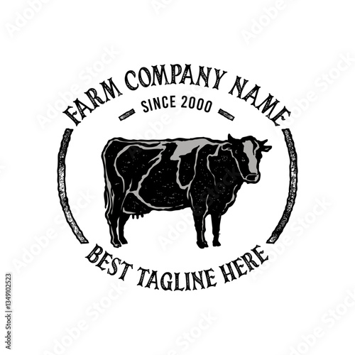 Vintage cow farm logo