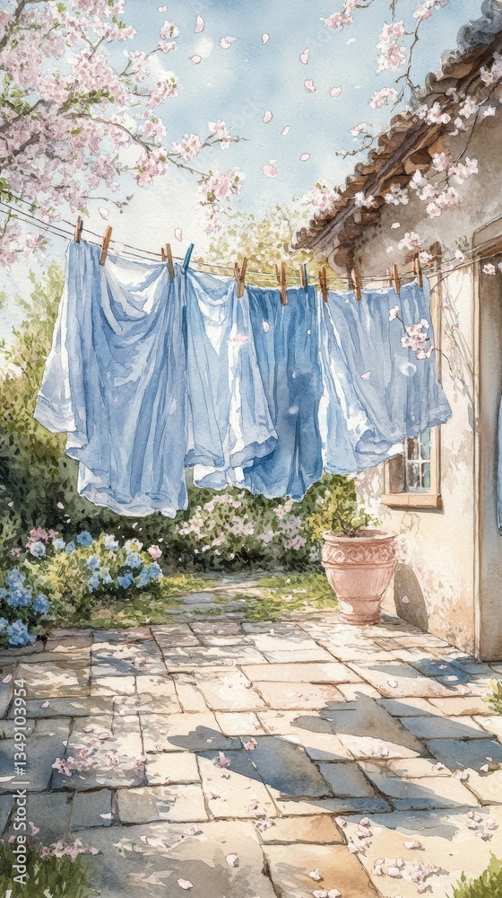 Obraz premium Breezy Laundry Day, Spring cleaning