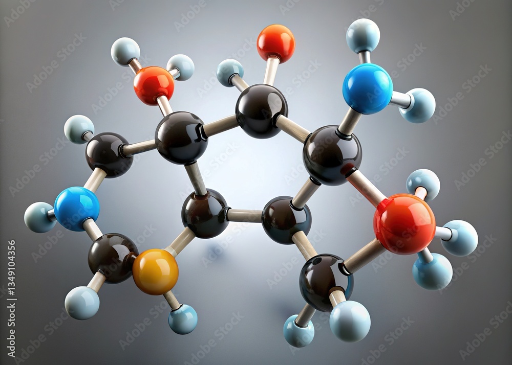 Obraz premium Triphenylmethyl Radical Molecule - Grey Background - Chemistry Illustration