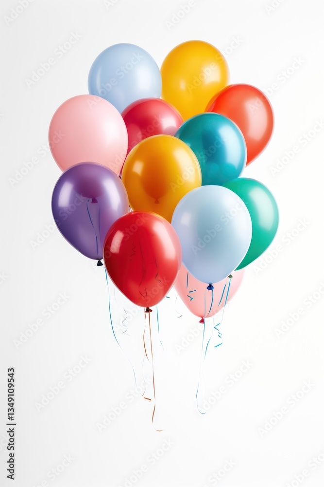 Free floating colorful balloons white background anniversary celebration. Free floating colorful balloons white background anniversary celebration.