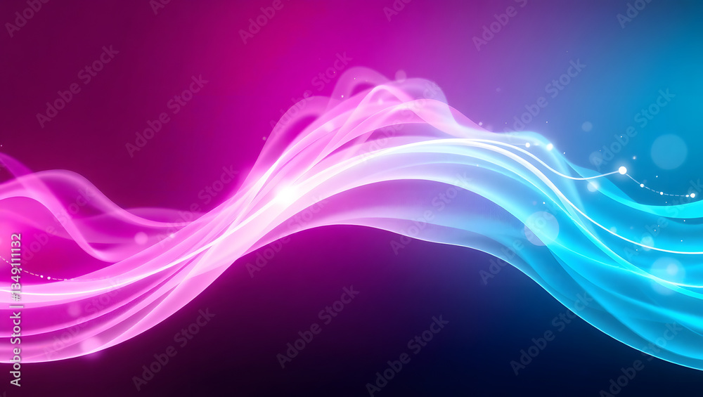 Fototapeta premium Soft glowing pink waves blending with blue hues and gentle smoke for a peaceful and artistic design