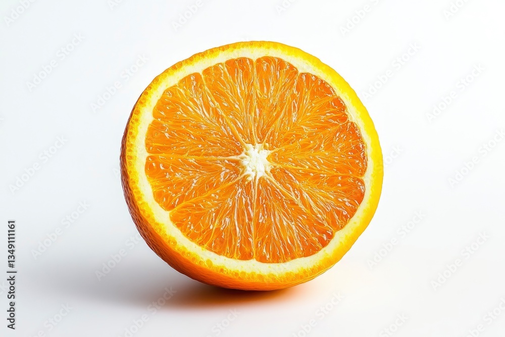 Fresh Orange Slice Isolated on White Background Showing Juicy Texture Fresh Orange Slice Isolated on White Background Showing Juicy Texture