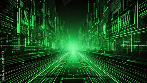 neon green future landscape background