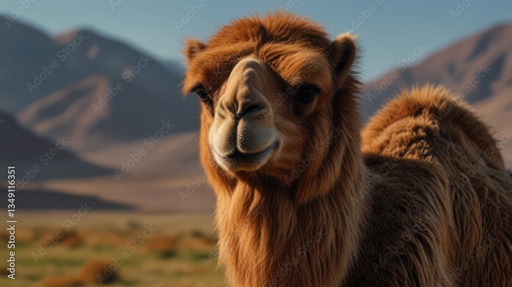 Fototapeta premium Close-up of a camel in a desert landscape (1)