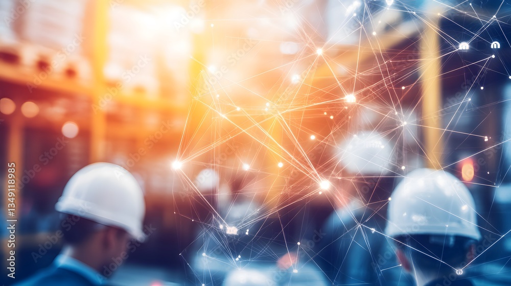 Fototapeta premium Abstract Network Connection Industry Workers Concept