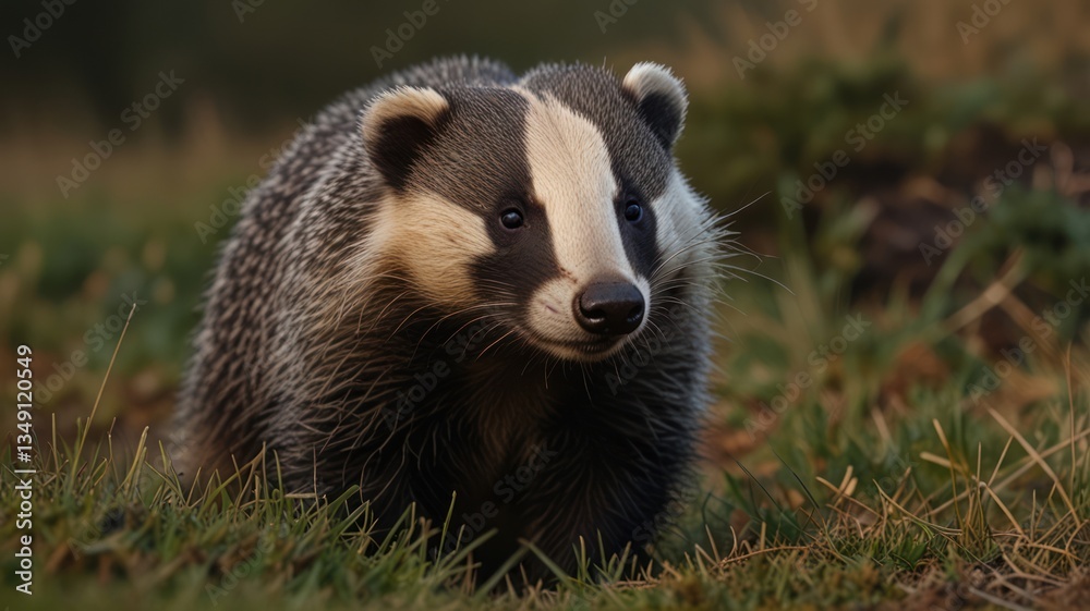 Close-up of a badger in its natural habitat. Close-up of a badger in its natural habitat.