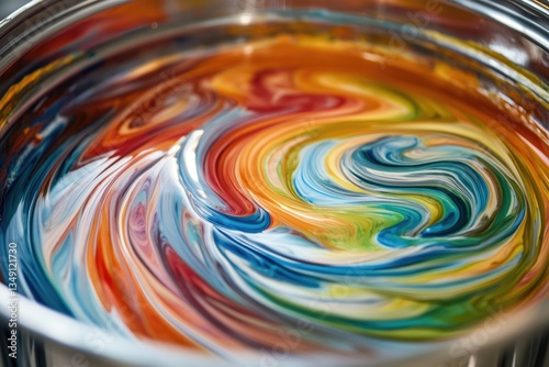 Swirling Colors in a Metallic Bowl: An Abstract Delight
