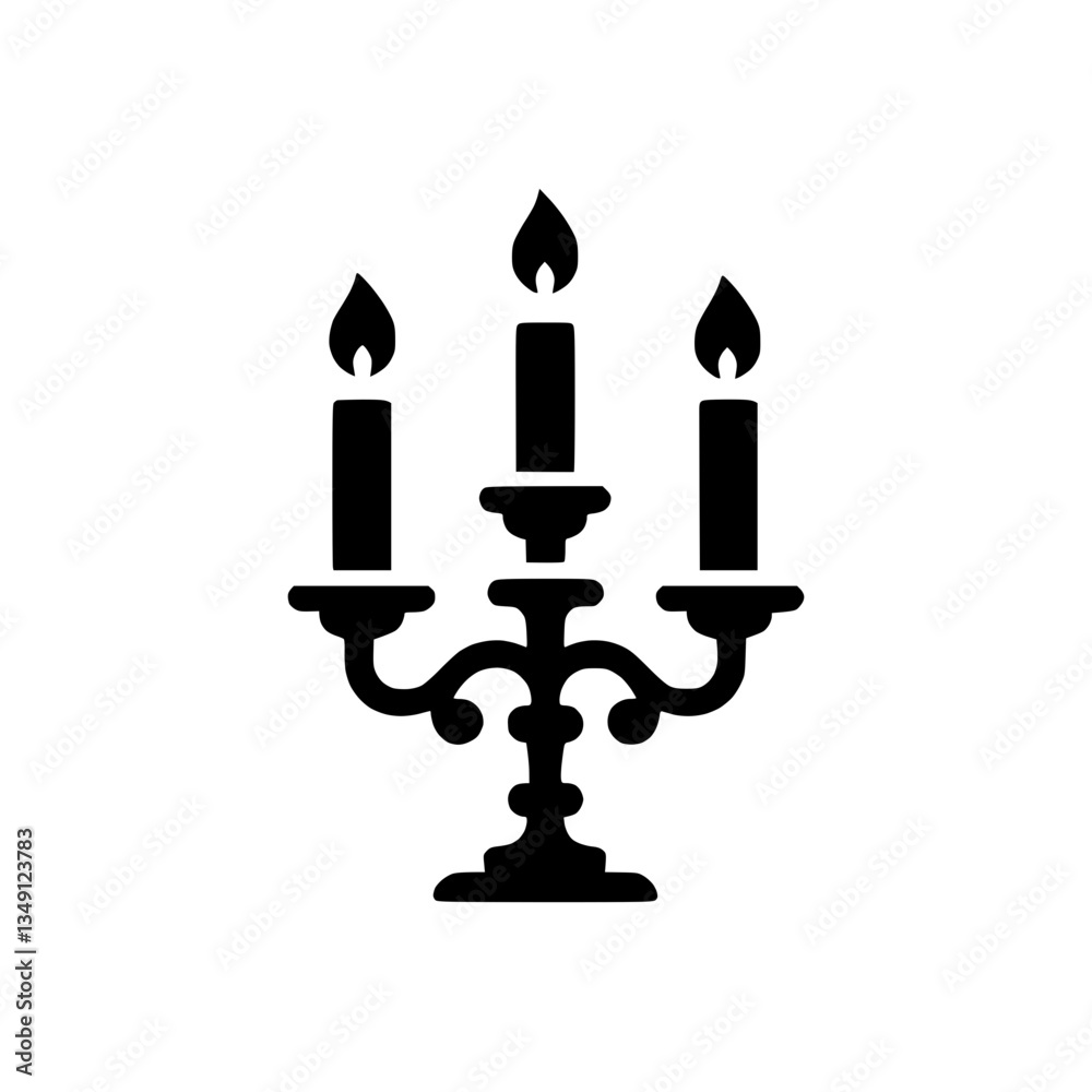 Silhouette icon of a candelabra with three candles