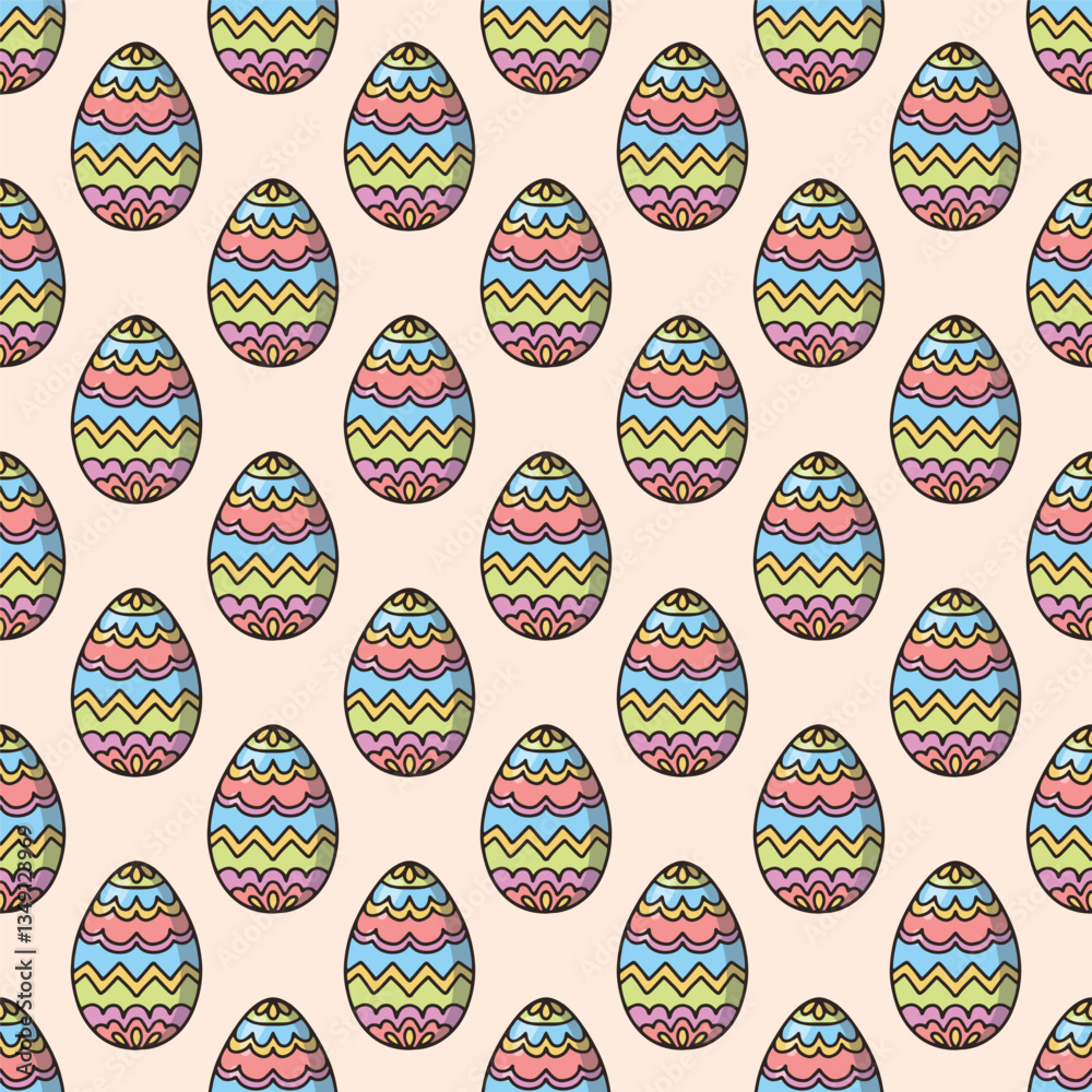 Easter eggs. Seamless vector pattern for fabric design, wrapping paper, wallpapers. Hand drawn. Easter eggs. Seamless vector pattern for fabric design, wrapping paper, wallpapers. Hand drawn.