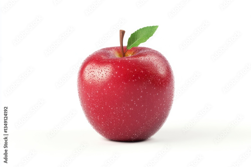 Fresh Red Apple with Green Leaf on White Background Still Life Fresh Red Apple with Green Leaf on White Background Still Life