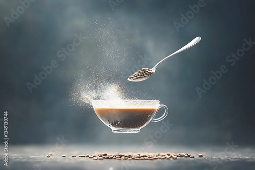 Coffee Beans Falling into Cup.