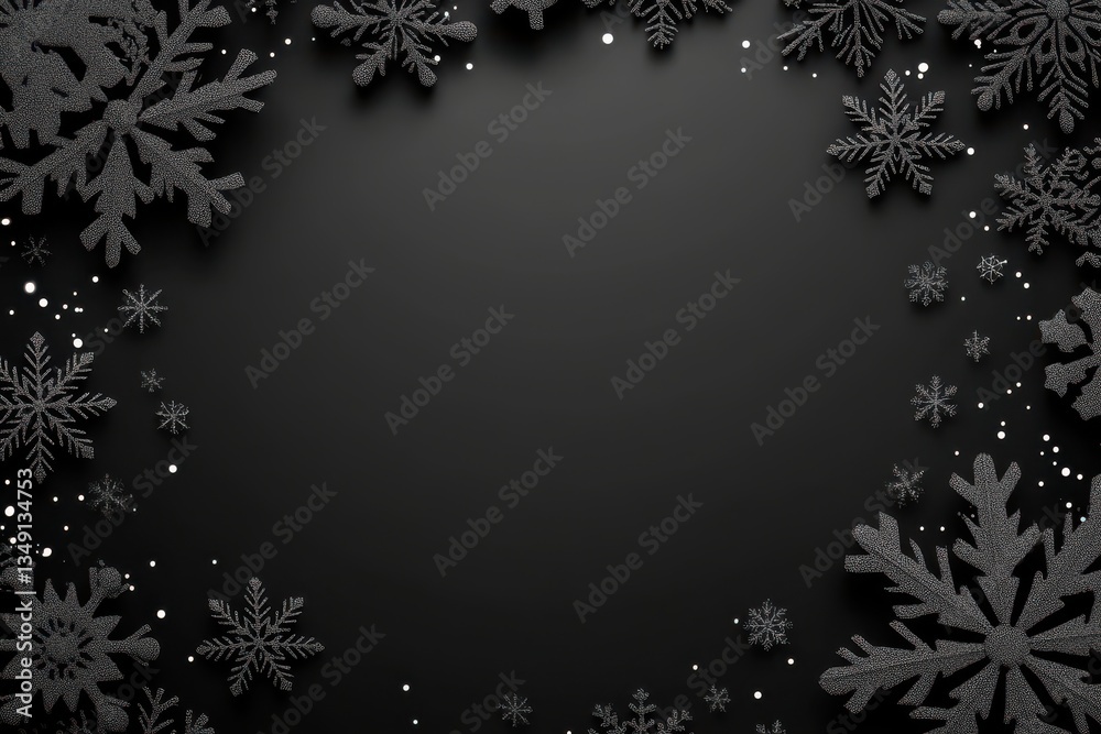Black Snowflake Gradient on Solid Background