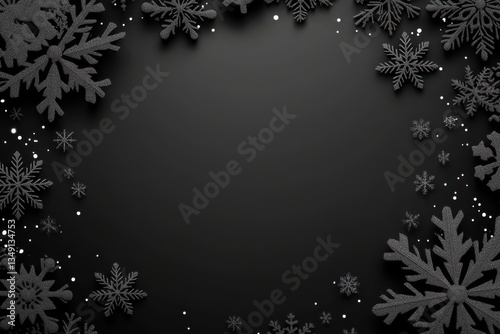 Obraz na płótnie Black Snowflake Gradient on Solid Background w salonie