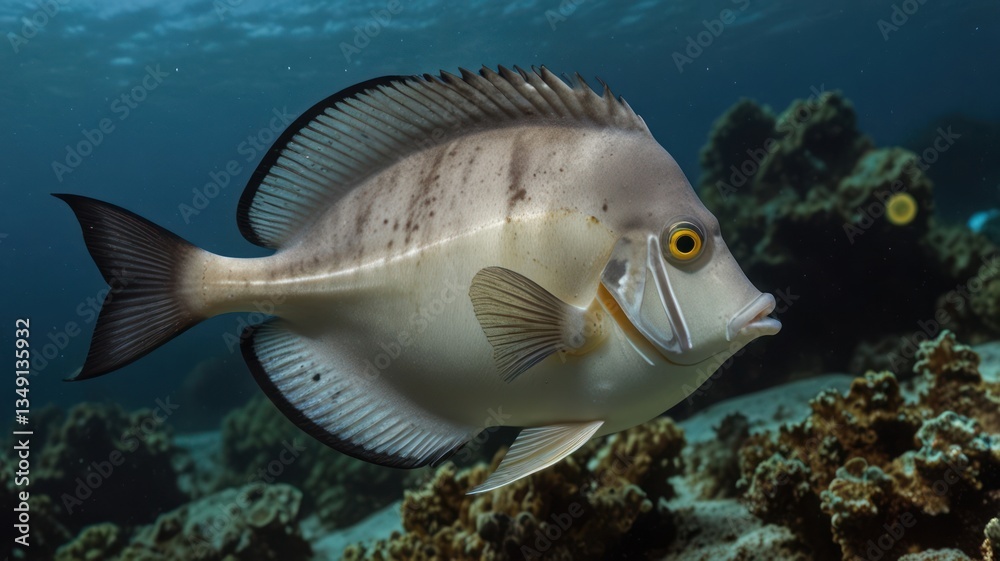Fototapeta premium Underwater shot of a fish, displaying various colors and patterns