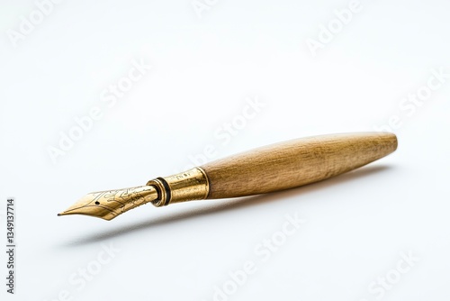 Wallpaper Mural Elegant Fountain Pen with Golden Nib and Wood Body on White Torontodigital.ca