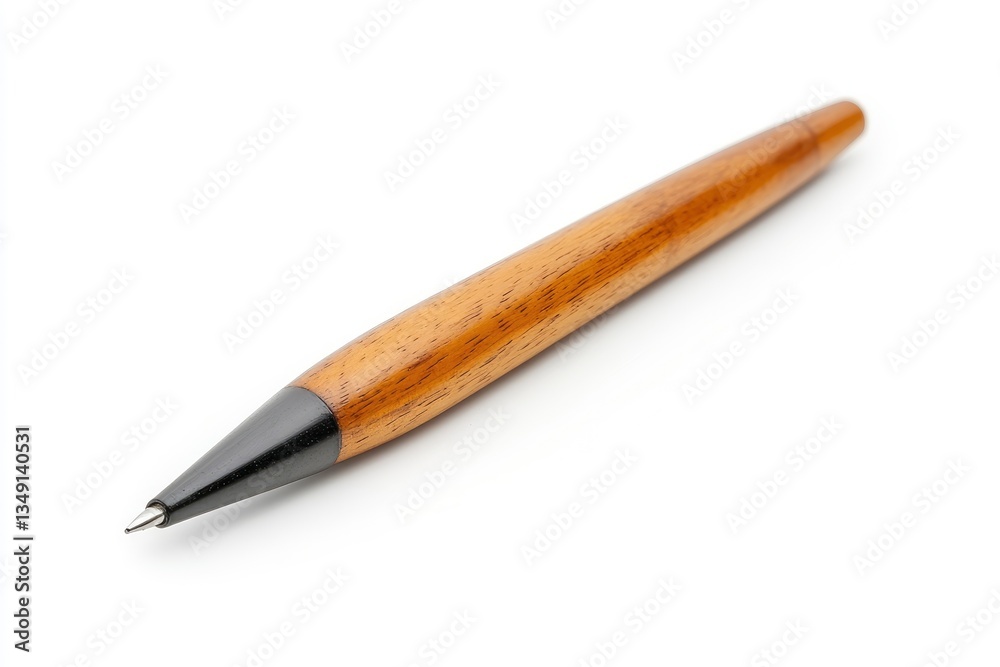 Wooden Ballpoint Pen Resting on White Background for Office or School Wooden Ballpoint Pen Resting on White Background for Office or School