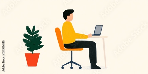 A focused individual sits a...