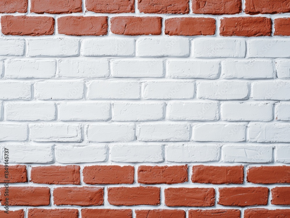 Fototapeta premium A textured wall featuring alternating red and white bricks, creating a visually appealing pattern with a rustic charm.