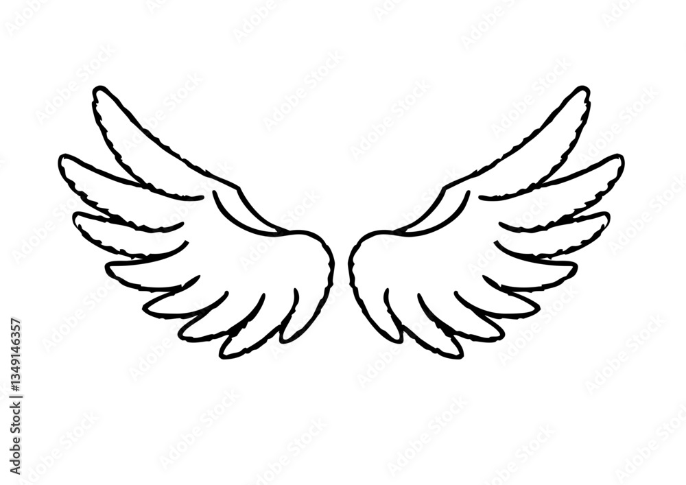 Obraz premium black and white svg vector angel wings, valentine's day icon 