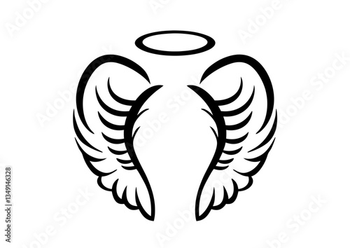 black and white svg vector angel wings, valentine's day icon 