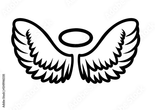 black and white svg vector angel wings, valentine's day icon 
